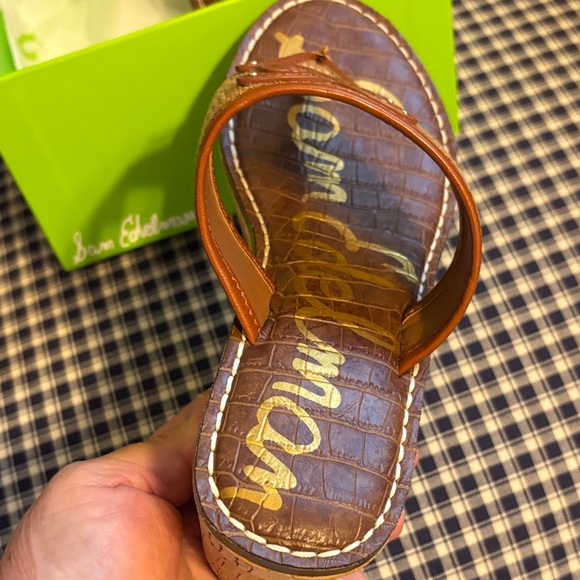 Sam Edelman Ruth Wedge Tan and Brown Slide Sandals - Picture 3 of 10